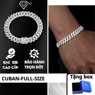 Lắc tay cuban bạc bản nhỏ 9mm đính đá sang trọng LTA0171 - Trang Sức TNJ