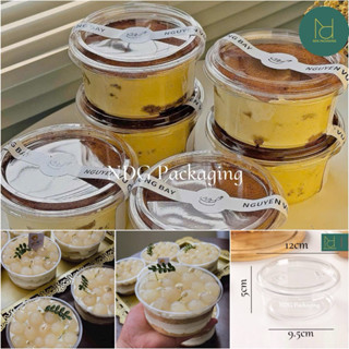Set 10 Hộp Nhựa Tròn Đựng Bánh Mousse, Bánh Lạnh, Bánh Ngọt, Donut, Flan, Chè 230ml - W117
