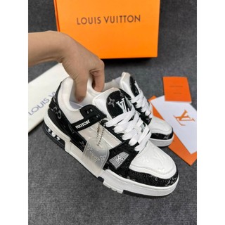  Giày LV Louis Vuitton Trainer Black White Giày Bản best da thật đế tăng chiều cao full phụ kiện 