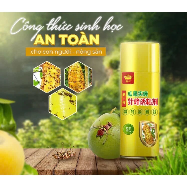 Chai Keo Xịt Bẫy Ruồi Vàng, Bẫy Ruồi Đực-Ruồi Cái, Bám Chắc Lâu Ngày, Thu Hút Côn Trùng Bám Dính