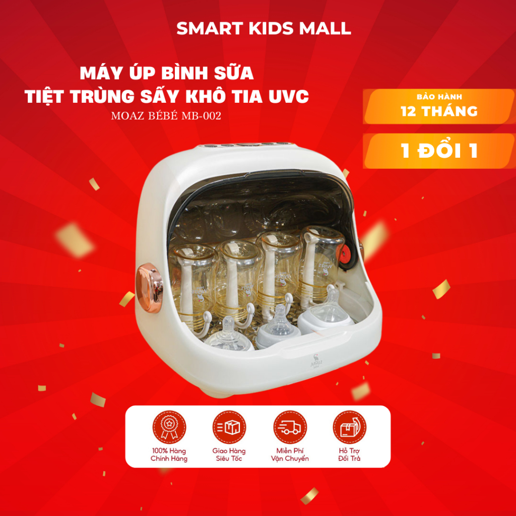 Máy tiệt trùng sấy khô UVC Moaz BéBé MB044 PLUS bảo quản, úp bình sữa, khoang chứa 20L bảo hành 12 t