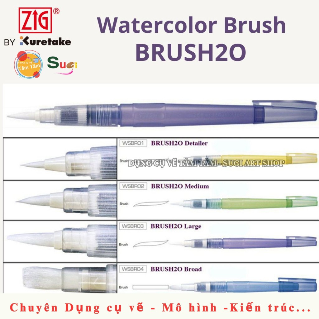 [ Sugi Art Shop ] BÚT CỌ NƯỚC KURETAKE BRUSH2O - Brush2O KURETAKE