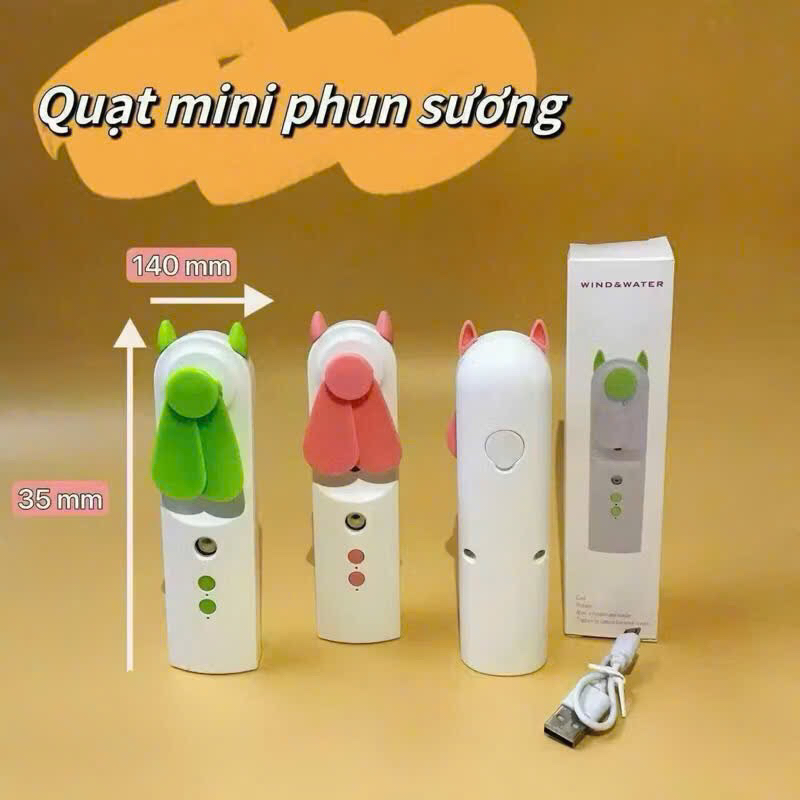 Quạt cầm tay phun sương cao cấp, Quạt phun sương mini sạc pin tích hợp hai chế độ quạt và phun hơi nước làm mát,cấp ẩm