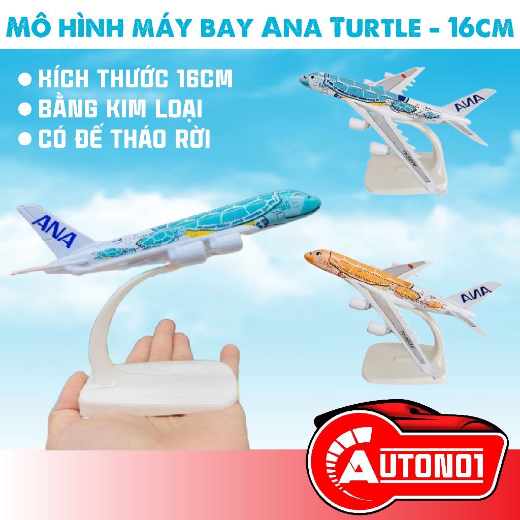 Mô hình máy bay ANA Blue Turtle Kai A380 có đế 16cm MB16210