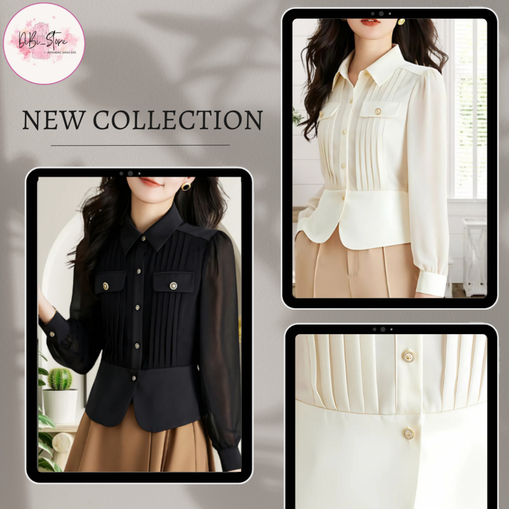 Áo sơ mi Nữ công sở xếp ly [DiBi Store-SM04]