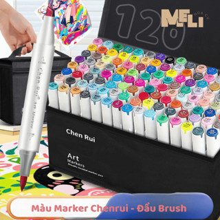 Màu Marker Chenrui Đầu Brush Mềm Cao Cấp, Bút Màu Marker Gốc Cồn 2 Đầu
