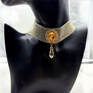 Vòng cổ choker dây chuyền nữ dạng lưới bản 2.5cm đính đá lấp lánh phong cách sang trọng