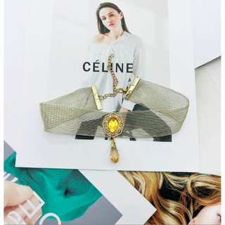 Vòng cổ choker dây chuyền nữ dạng lưới bản 2.5cm đính đá lấp lánh phong cách sang trọng