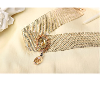 Vòng cổ choker dây chuyền nữ dạng lưới bản 2.5cm đính đá lấp lánh phong cách sang trọng