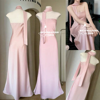 KÈM DÂY | Đầm lụa dài ống cúp chun basic sang trọng dự tiệc