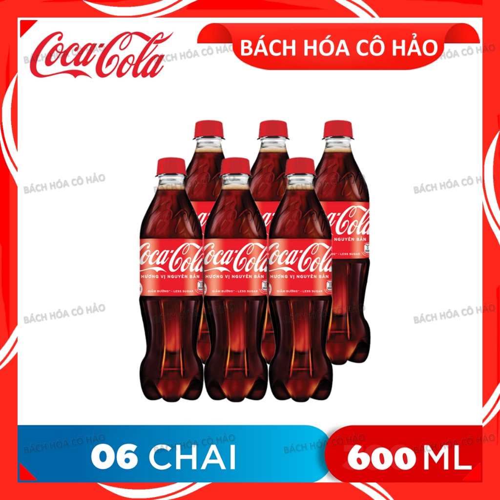 LỐC 6 CHAI NƯỚC GIẢI KHÁT VỊ NGUYÊN BẢN ORIGINAL TASTE COCA COLA 600ML