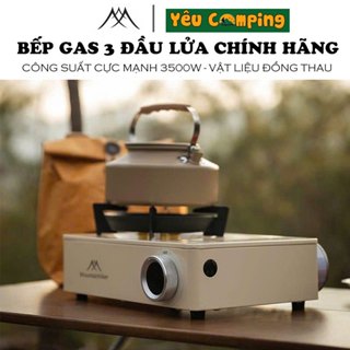  Bếp gas mini du lịch cắm trại chính hãng Mountainhiker với 3 đầu lửa bằng đồng công suất 3500W đun nấu siêu nhanh 