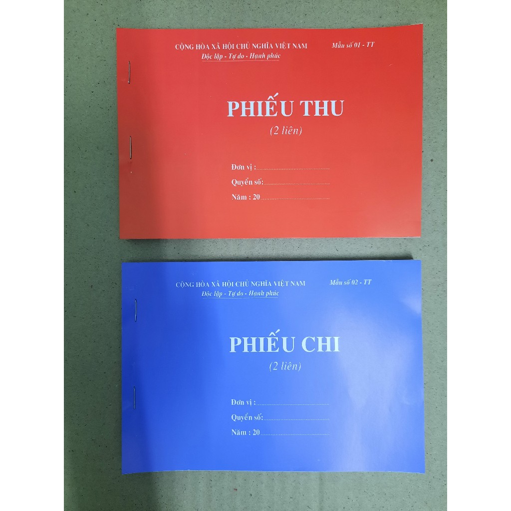 Combo 5 quyển Phiếu thu, Phiếu chi - Giấy carbon đẹp ( 2 liên, 3 liên - A5 ) 60 tờ