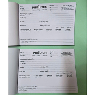 Combo 5 quyển Phiếu thu, Phiếu chi - Giấy carbon đẹp ( 2 liên, 3 liên - A5 ) 60 tờ