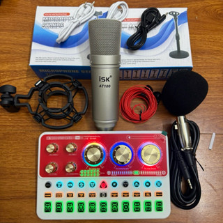 Chọn bộ mic thu âm livestream ISK AT100 + Sound Card K900 Pro Max bản 2025 tai nghe,kẹo mic,kẹp điện thoại đầy đủ