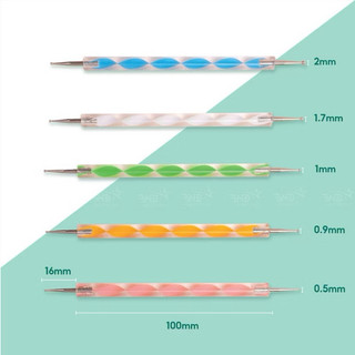 Sét 5 bút chấm bi đủ size - Bút chấm bi vẽ nail 2 đầu chuyên dụng làm móng