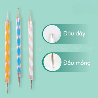 Sét 5 bút chấm bi đủ size - Bút chấm bi vẽ nail 2 đầu chuyên dụng làm móng