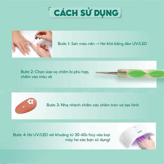 Sét 5 bút chấm bi đủ size - Bút chấm bi vẽ nail 2 đầu chuyên dụng làm móng