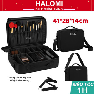Cốp Đựng Đồ Trang Điểm Tranci Vải Dạng Vali Xách Tay 2 Ngăn Size Lớn Nhất Kèm Dây Đeo HALOMI