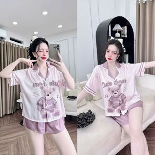 Đồ Ngủ Pijama MIKY, Pijama Croptop lụa Latin cao cấp mềm mại xinh xắn6 < 65KG