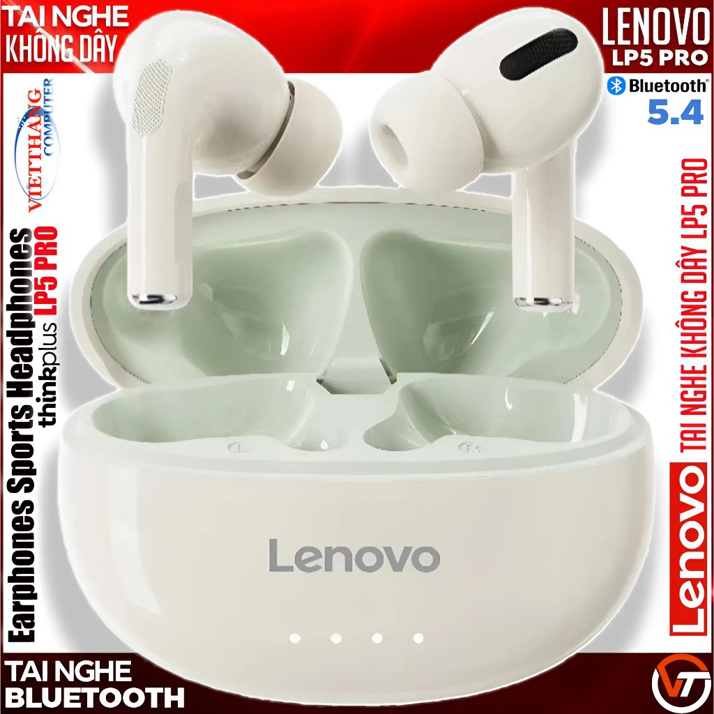Tai nghe Bluetooth Lenovo ThinkPlus LP5 Pro mầu Be Thể thao không dây Bluetooth 5.4 Micrô Music HiFi