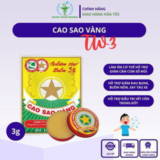   Chính hãng  Cao sao vàng 3g TW3 Dầu Cù Là Cao Xoa Hỗ Trợ Nhức Đầu Đau Bụng Say Tàu Xe Sổ Mũi 
