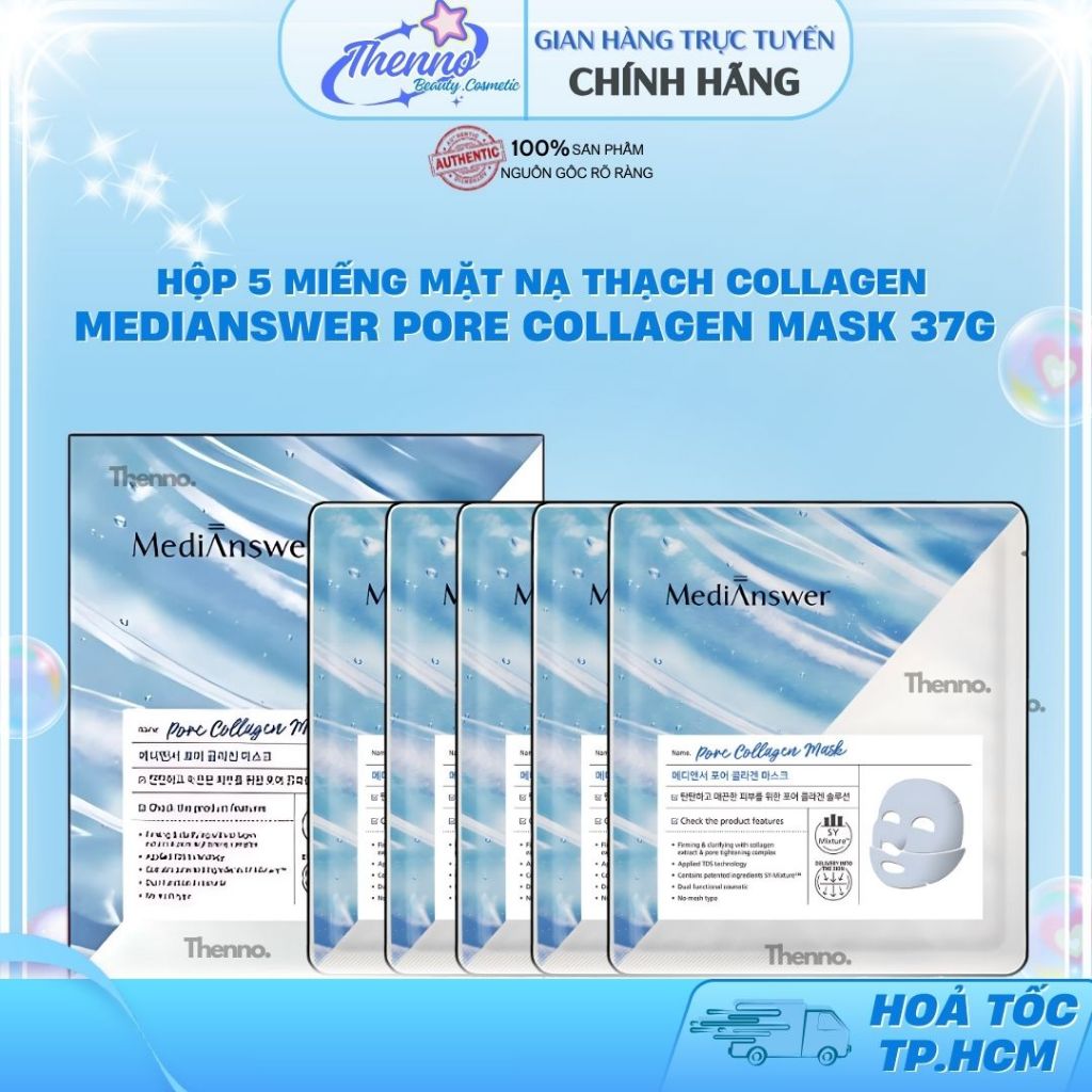 Hộp 5 Miếng Mặt Nạ Dạng Thạch Collagen Cải Thiện Độ Đàn Hồi Se Khít Lỗ Chân Lông MediAnswer Pore Col
