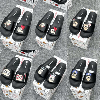 Dép Nam DG Thêu Hình Hoạt Hoạ Siêu Chất - Dép Nam Nữ DG Thêu Hình Phong Cách Boy Phố 2025