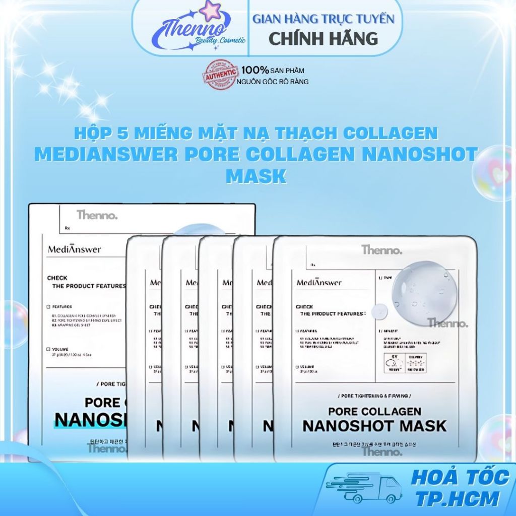 Hộp 5 Miếng Mặt Nạ Thạch Công Nghệ Nanoshot Medianswer Pore Nano Shot Mask 37gr Hàn Quốc - Phiên Bản