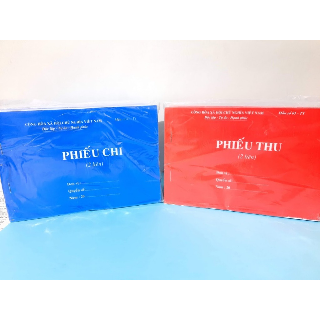 Combo 5 quyển Phiếu Thu, Chi 1 liên, 2 liên, Giấy Carbon Đẹp ( 60 Tờ - 100 Tờ/ Quyển )
