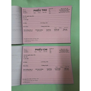 Combo 5 quyển Phiếu Thu, Chi 1 liên, 2 liên, Giấy Carbon Đẹp ( 60 Tờ - 100 Tờ/ Quyển )