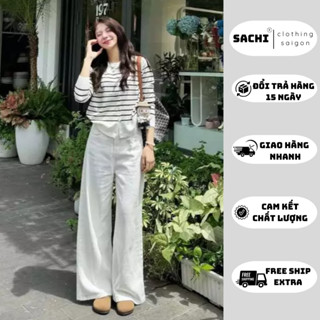 [ ĐỌC KỸ MÔ TẢ ] Quần jean TRẮNG ỐNG LOE form rộng dài chùm phủ chân Hàn Quốc OLDSCHOOL SACHI.SAIGON
