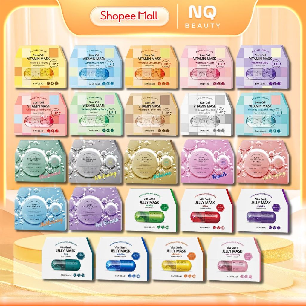 Hộp 10 Miếng Mặt Nạ Banobagi Dưỡng Da Chuyên Sâu Stem Cell, Vita Jelly, Super Collagen Mask 30ml