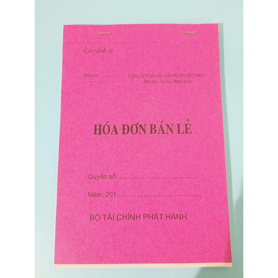 Combo 2 quyển Hoá đơn bán lẻ 1 liên.