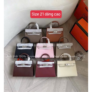 Túi H size 21 dáng cao tag bạc kèm dây đeo chéo chất da mềm đẹp