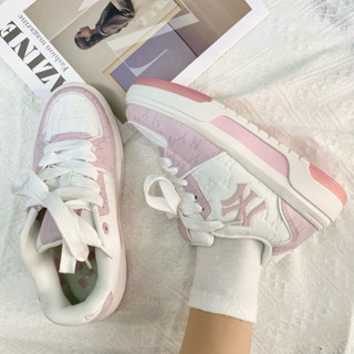  Giày thể thao bigsize nữ cổ thấp mùa hè MLB chunky NY liner pink màu hồng độn đế tăng chiều cao 4 5 phân cao cấp 
