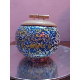 Combo 2 hộp màu xanh lam《size 10cmx9cm》Hũ tre khảm trai đựng trà, gia vị