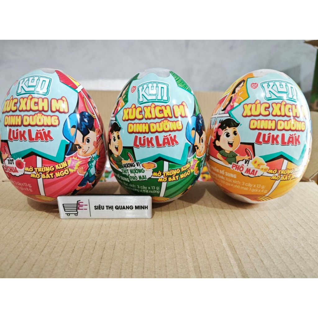 Combo 2 - 4 Quả Trứng Kun  Xúc Xích Mì Dinh Dưỡng Lúk Lắk - 53g