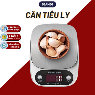 Cân tiểu ly nhà bếp mini định lượng 1g-10kg làm bánh độ chính xác cao kèm 2 viên pin