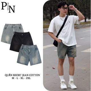 Quần Short Jean Nam PN STORE Chất Cotton Co Gian Thoáng Mát Cạp Lưng Chun Thoải Mái QSJ03