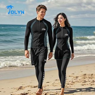 Đồ bơi nam dài tay thể thao, quần bơi nam cao cấp kèm áo bơi tay dài chống nắng khoá kéo phong cách Hàn Quốc TOLYN KP148