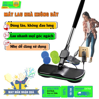 Máy Lau Nhà Không Dây Home Clean - Cây Lau Nhà Tự Động, Dùng tới 90 Phút/t Tiết Kiệm 50% Công Sức