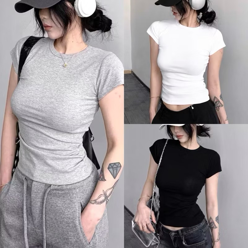 Áo Nữ Thắt Eo Ôm Body Chất Thun Cotton MỊN Hàn Quốc Co Dãn Mát Mẻ M208 | BigBuy360 - bigbuy360.vn