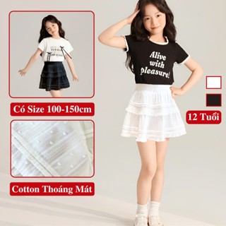Chân Váy Ngắn Xòe Điệu Cho Bé Gái Kookoo Màu Đen Trắng, Váy Xòe Ngắn Chữ A Cho Bé Gái;.