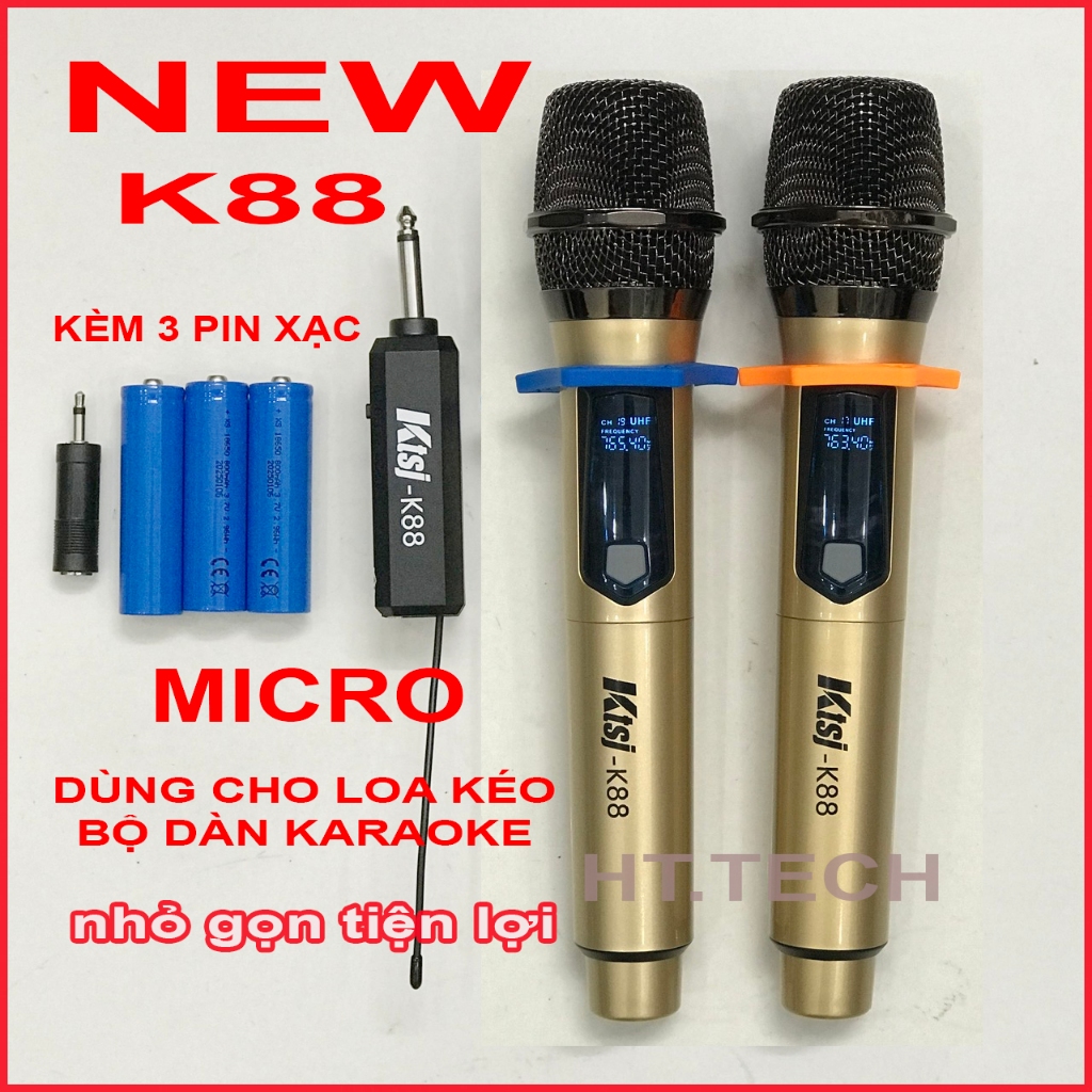 Bộ Micro Không Dây KtSJ-K88 Màn Hình LED, dùng cho dàn karaoke hay loa kéo