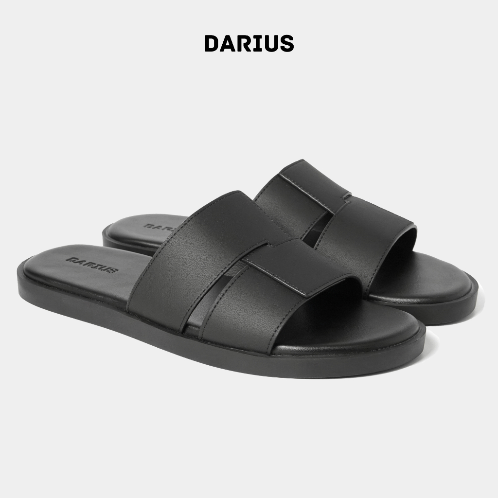 Dép nam, dép da nam quai ngang cao cấp DARIUS da Mcrofiber bền đế TPR chống trơn trượt, xăng đan thời trang đi làm-D242