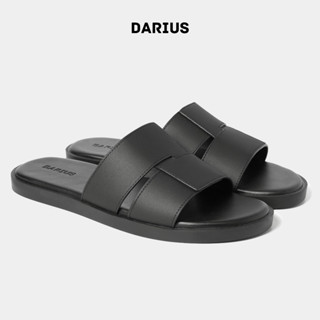 Dép nam, dép da nam quai ngang cao cấp DARIUS da Mcrofiber bền đế TPR chống trơn trượt, xăng đan thời trang đi làm-D242