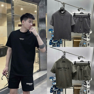  Bộ đồ nam cộc tay mặc hè PB cotton dập chữ Essentials logo cao su nổi hai mặt basic boy phố BH238P 