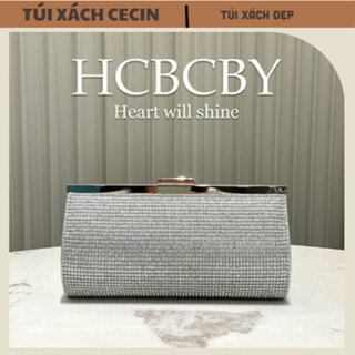 Túi cầm tay đi tiệc dáng ngang sang trọng,túi tiệc màu bạc cao cấp phù hợp đi tiệc tùng đẹp CECIN