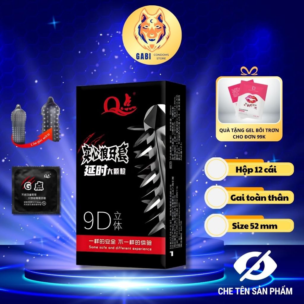 Bao cao su bi hạt lớn siêu kích thích pha lê nhiều gel hộp 10 chiếc BCS04